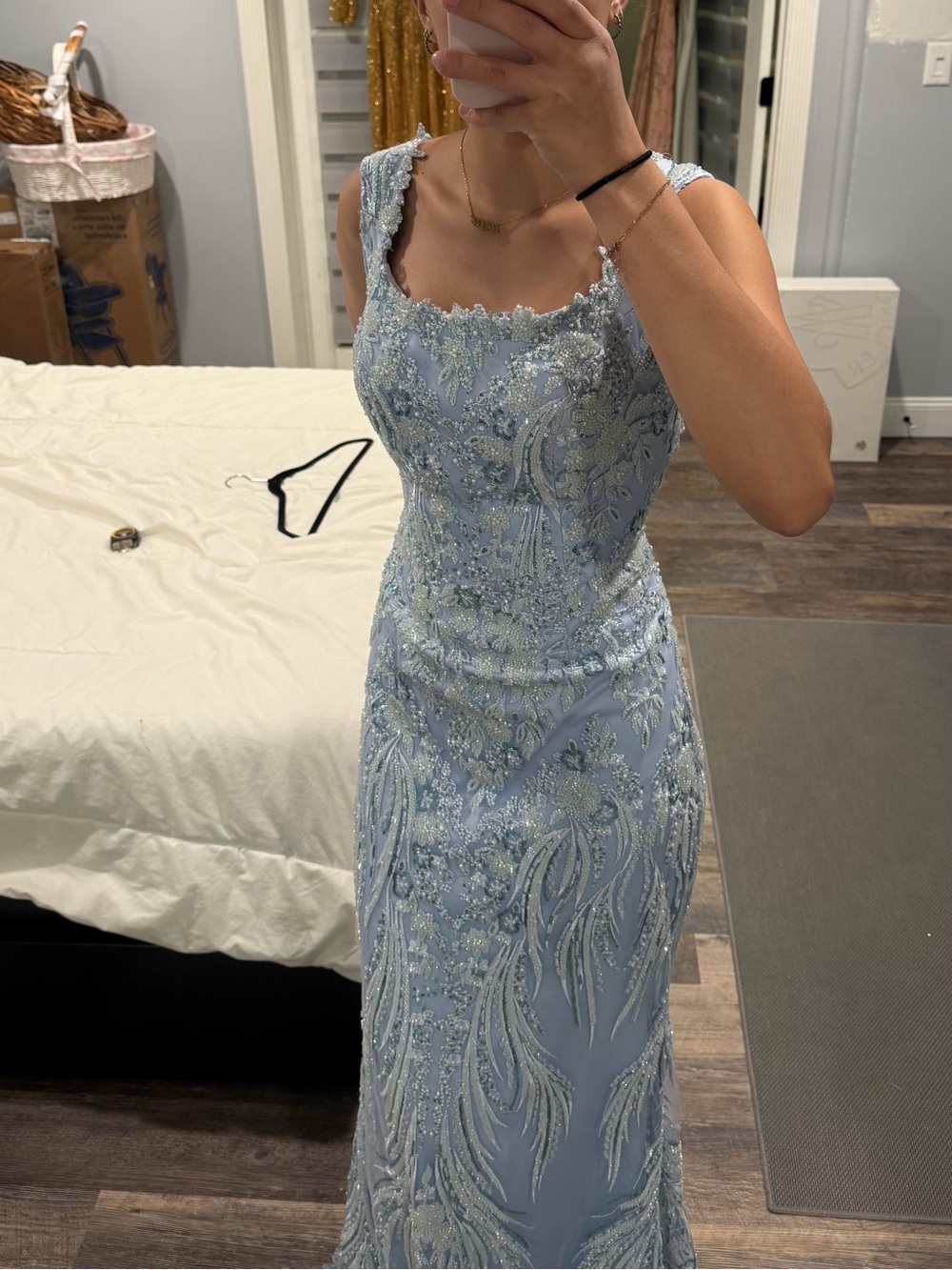 Light Blue Embellished Evening Dress Custom from Kosovo